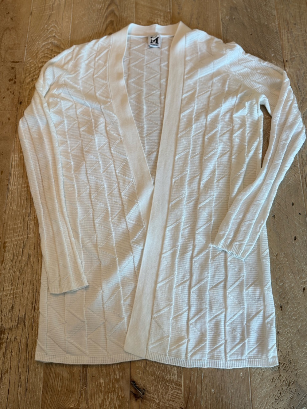 Missoni White Textured Knit Open Front Cardigan euro 46